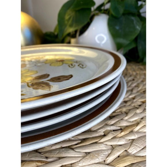 VTG Autumn Collection Stoneware Wheat Flower Set of 4 Dinner Plates 10.5" Japan - Picture 2 of 7